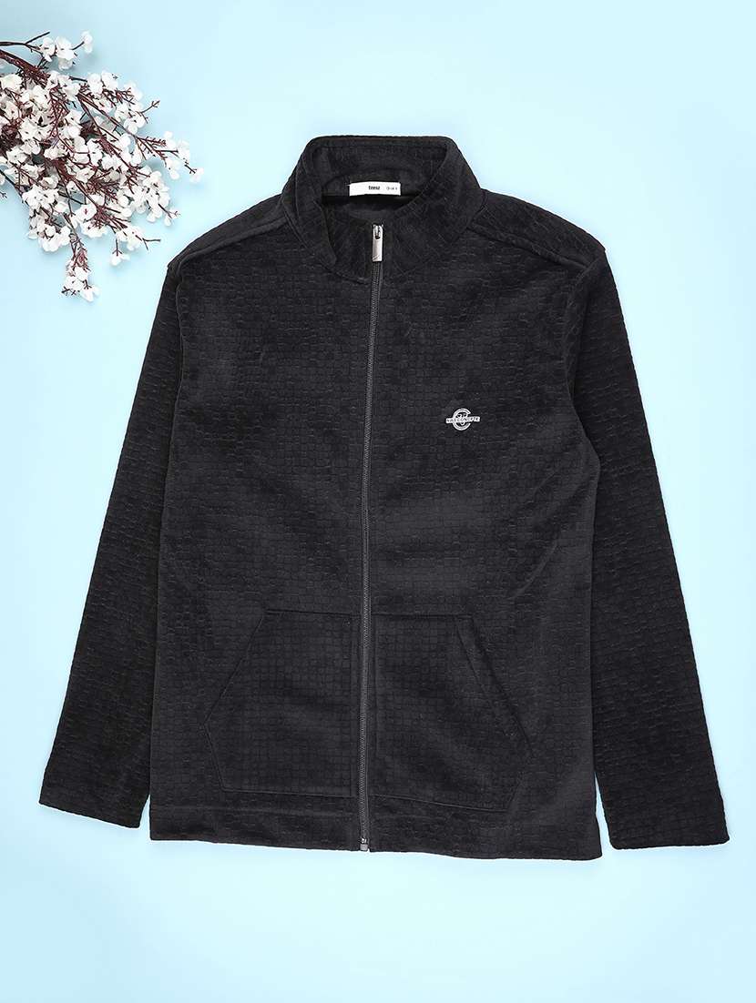 boys solid stand collar long sleeve sweatshirt