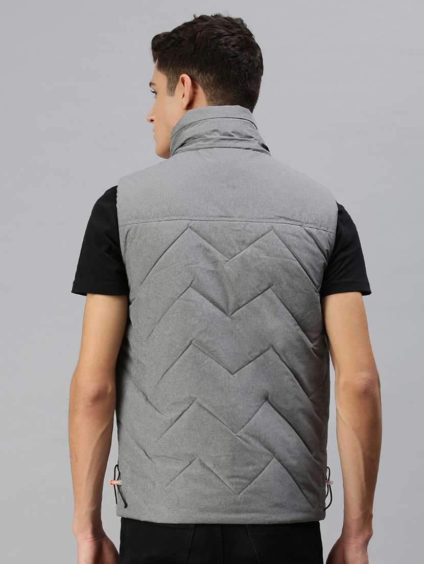 men solid sleeveless regular fit puffer jacket - 22179920 -  Standard Image - 3