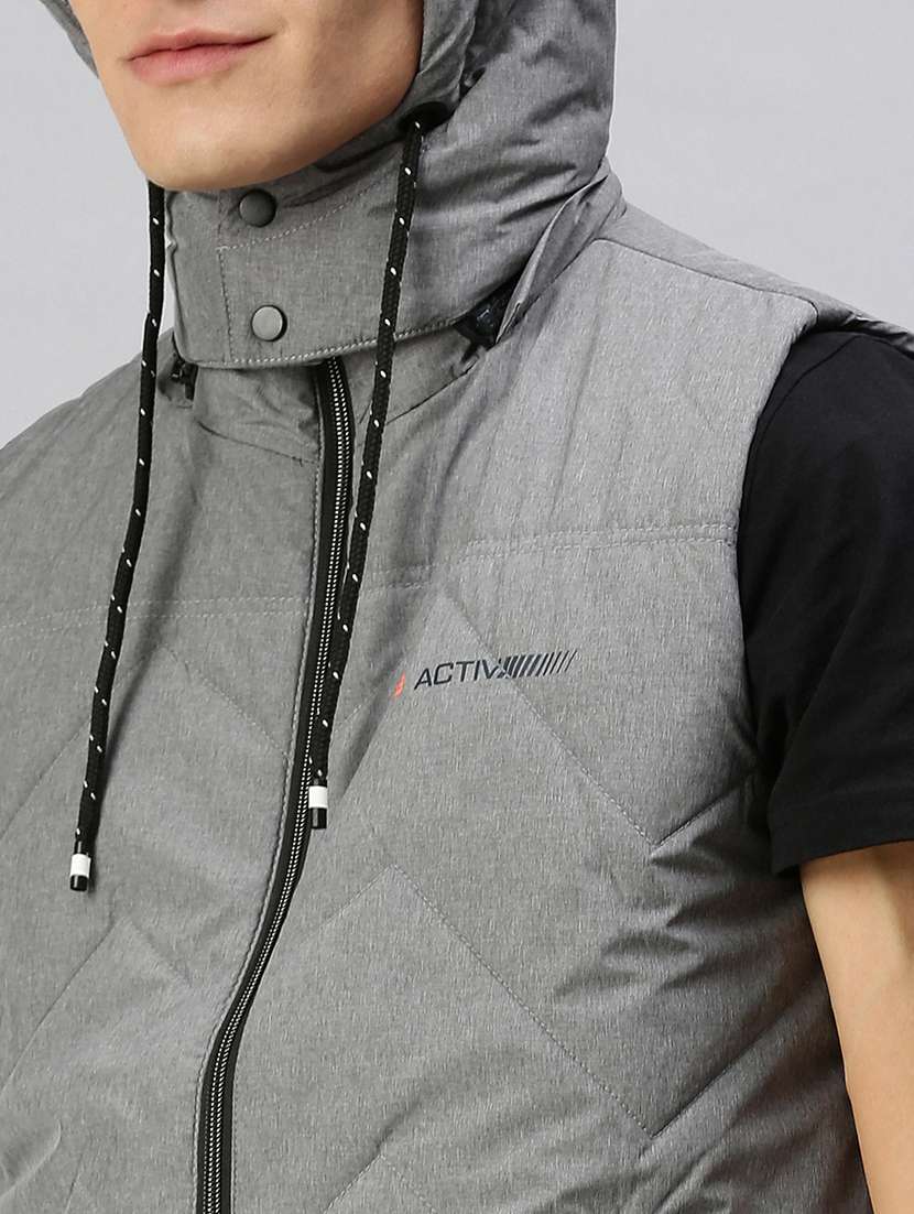 men solid sleeveless regular fit puffer jacket - 22179920 -  Standard Image - 5