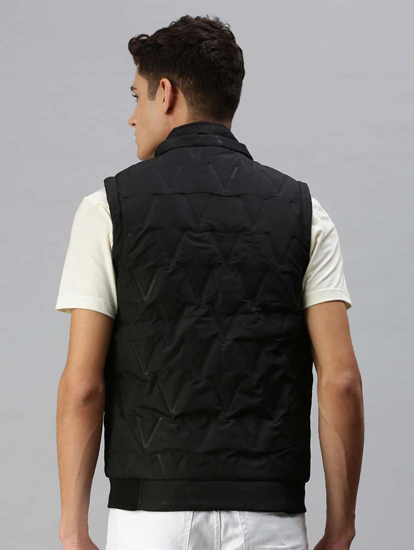 men solid sleeveless regular fit puffer jacket - 22179925 -  Standard Image - 3