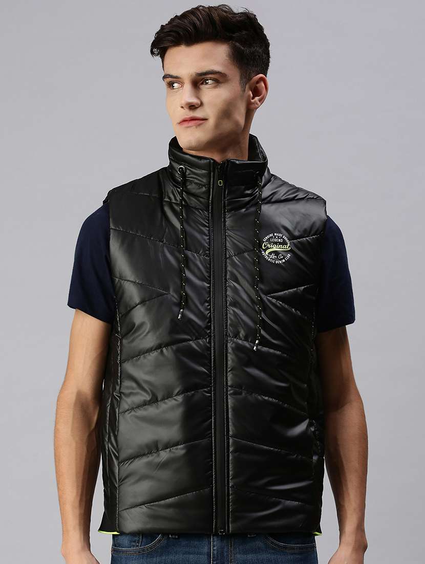 men solid sleeveless regular fit puffer jacket - 22179926 -  Zoom Image - 0