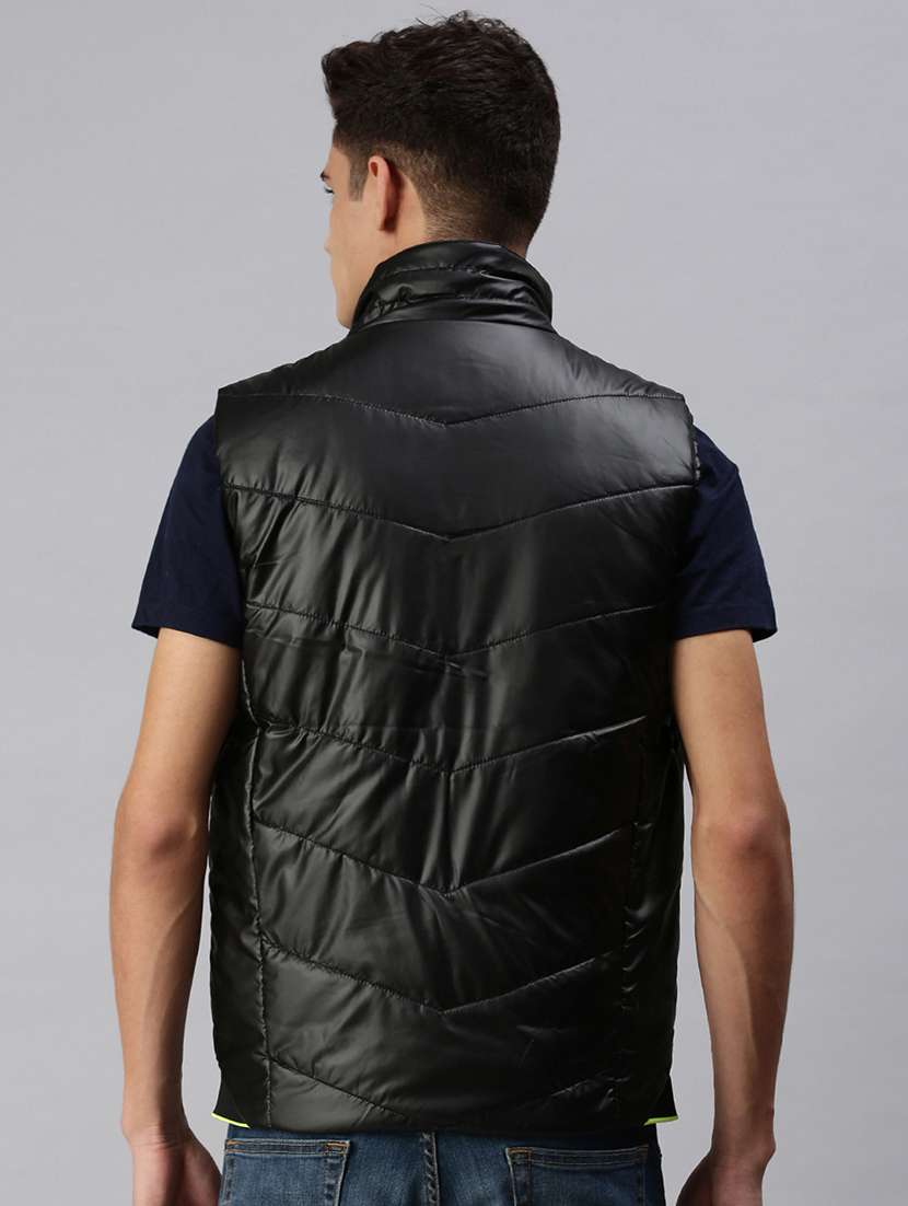 men solid sleeveless regular fit puffer jacket - 22179926 -  Standard Image - 3