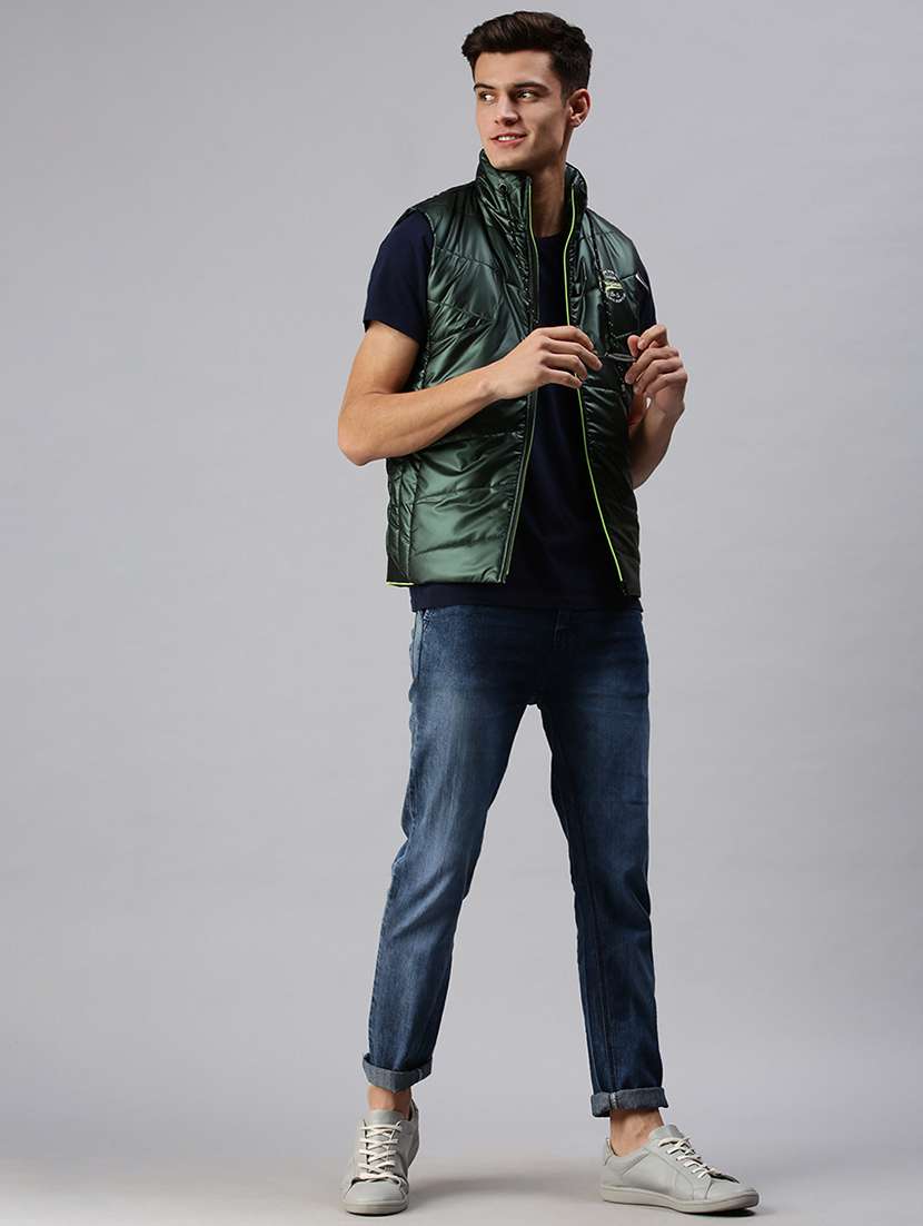 men solid sleeveless regular fit puffer jacket - 22179927 -  Standard Image - 3