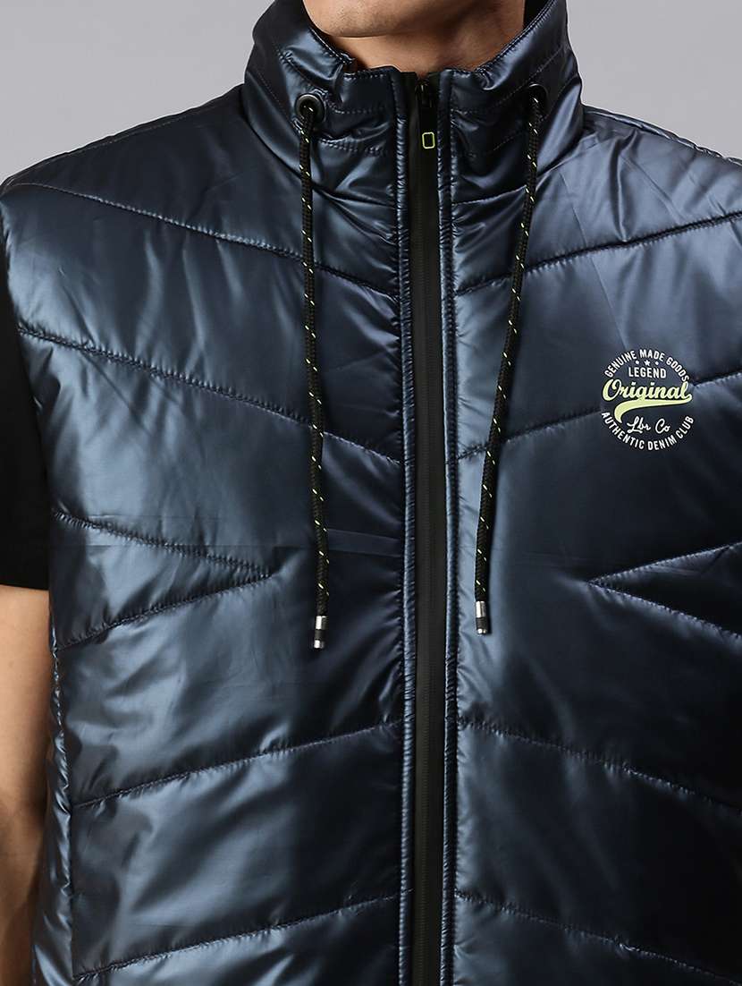 men solid sleeveless regular fit puffer jacket - 22179928 -  Standard Image - 5