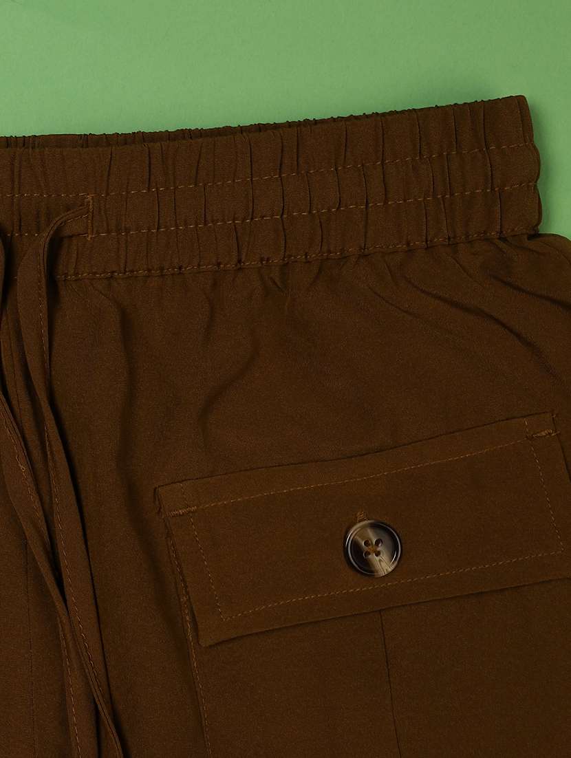 girls solid mid rise regular fit shorts  - 22179967 -  Standard Image - 3