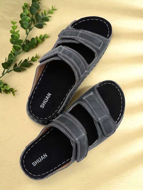 men grey solid slip on sandal - 22179972 -  Standard Image - 0