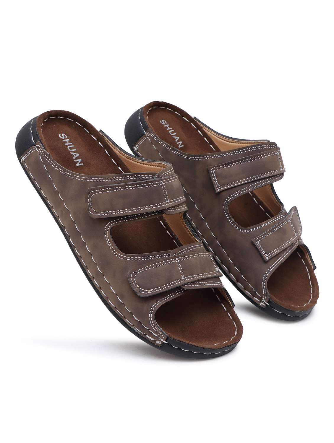 men brown slip on sandal - 22179973 -  Standard Image - 3