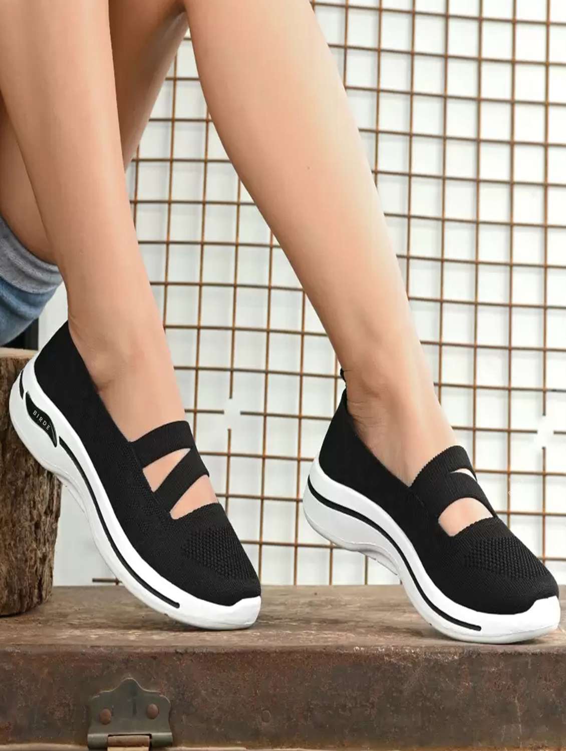 women black slip on casual shoe