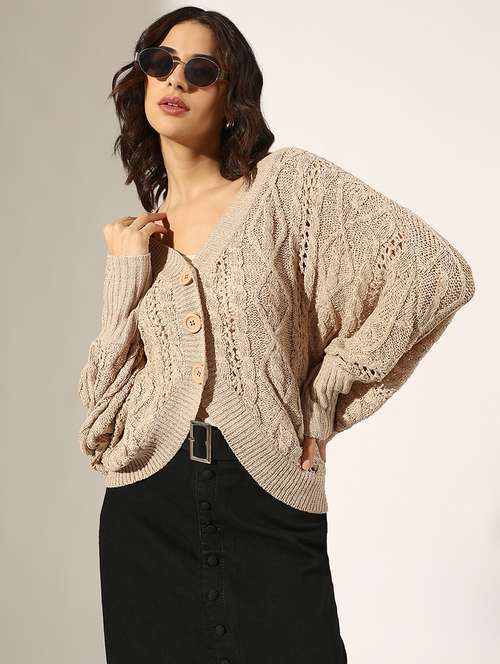 women self designed long sleeve cardigan - 22179981 -  Standard Image - 0