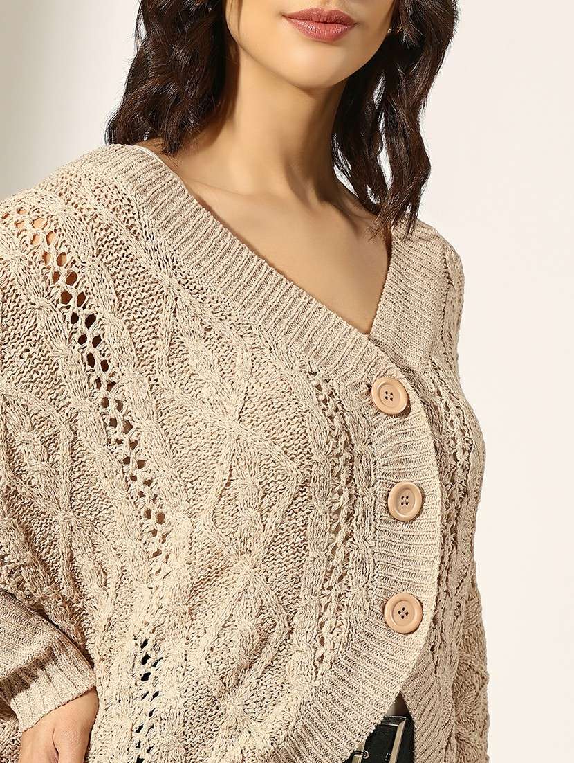 women self designed long sleeve cardigan - 22179981 -  Standard Image - 5