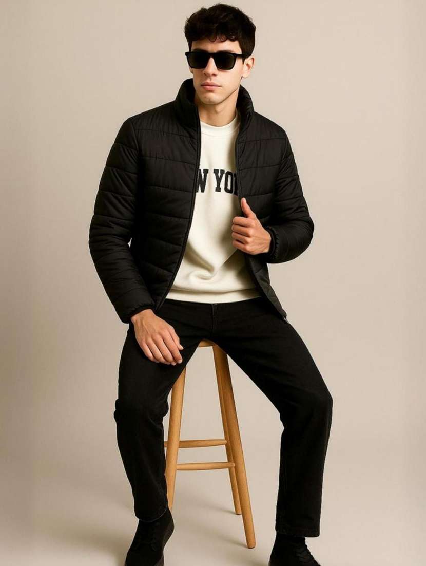 men solid long sleeve quilted jacket - 22179984 -  Standard Image - 3