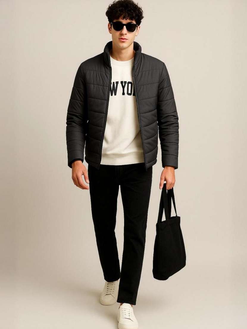 men solid long sleeve quilted jacket - 22179986 -  Standard Image - 3