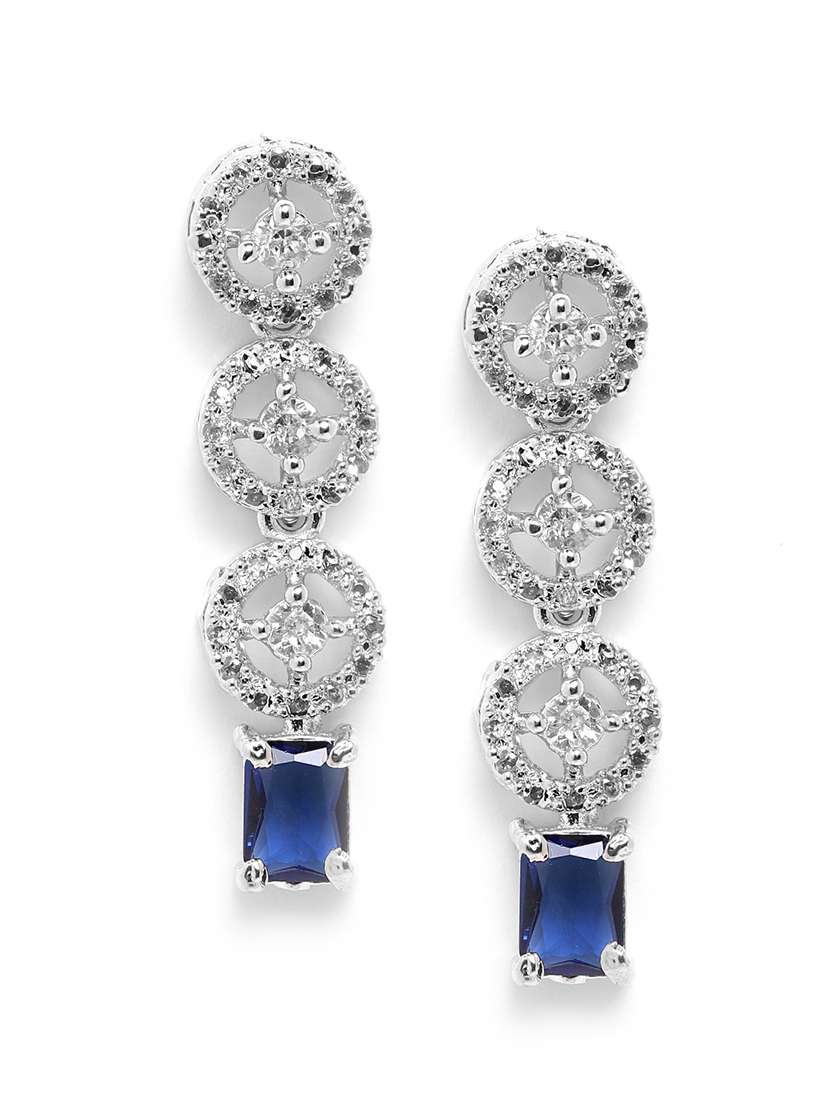 silver plated blue square ad necklace set - 22180006 -  Standard Image - 3