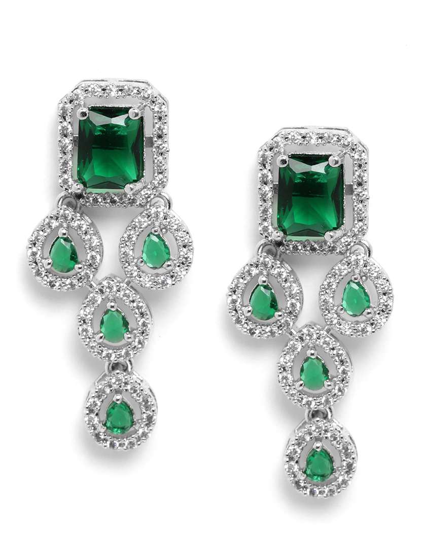 green ad studded leaf necklace set - 22180010 -  Standard Image - 3