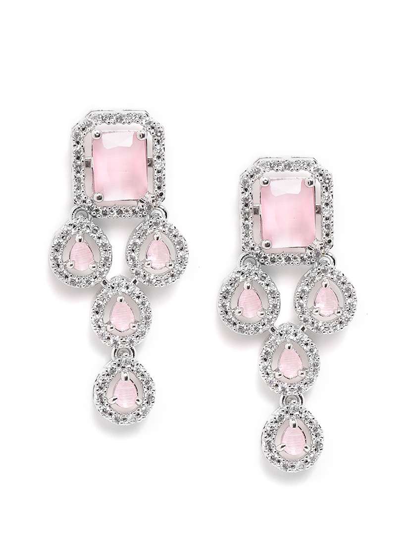 pink ad studded leaf necklace set - 22180011 -  Standard Image - 3