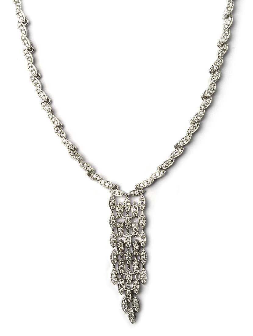 handcrafted silver plated cz necklace set - 22180020 -  Standard Image - 3