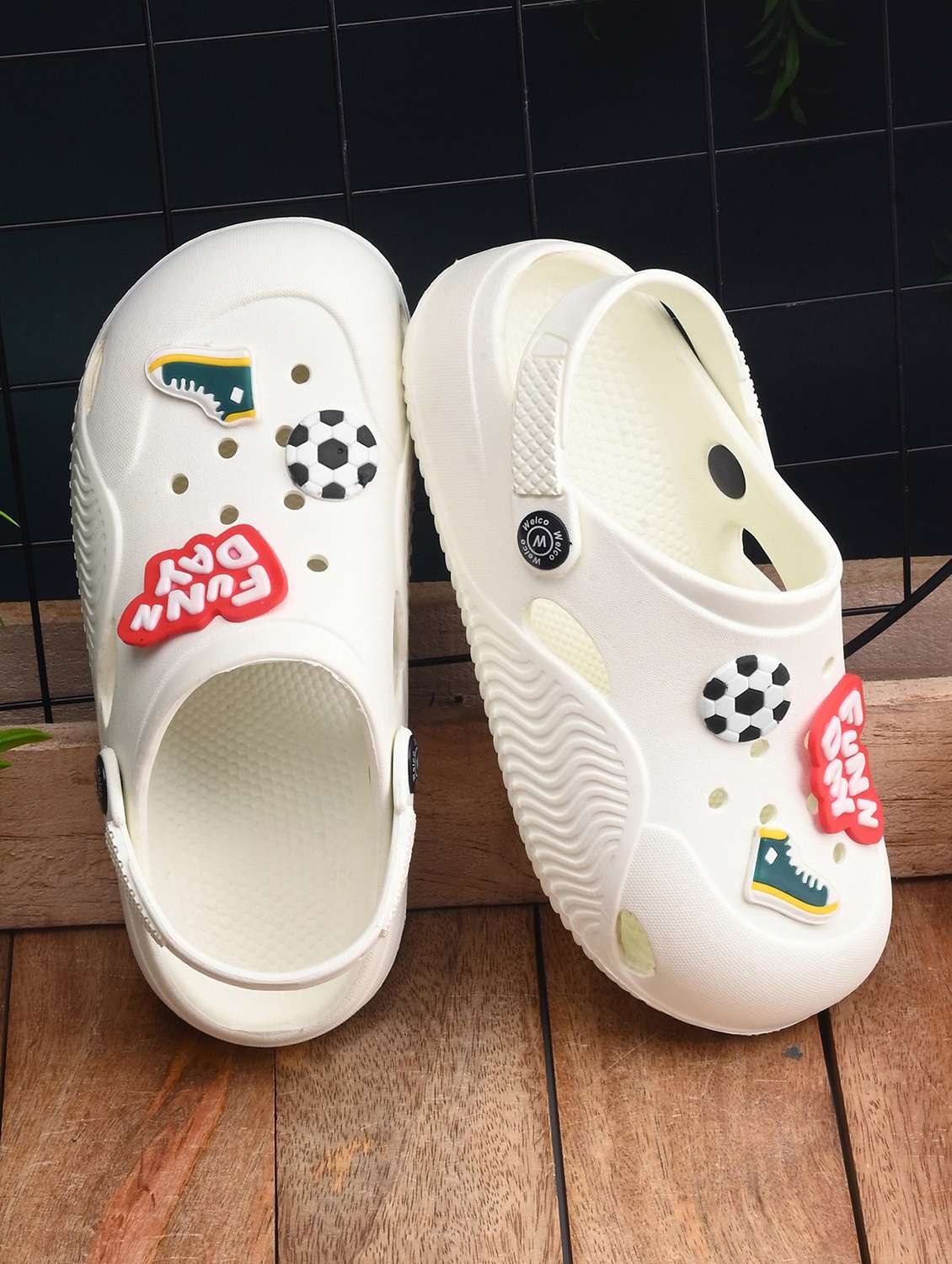 boys white solid slip on clog