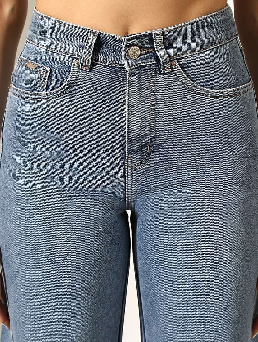 women solid high rise straight fit jean - 22180032 -  Standard Image - 5