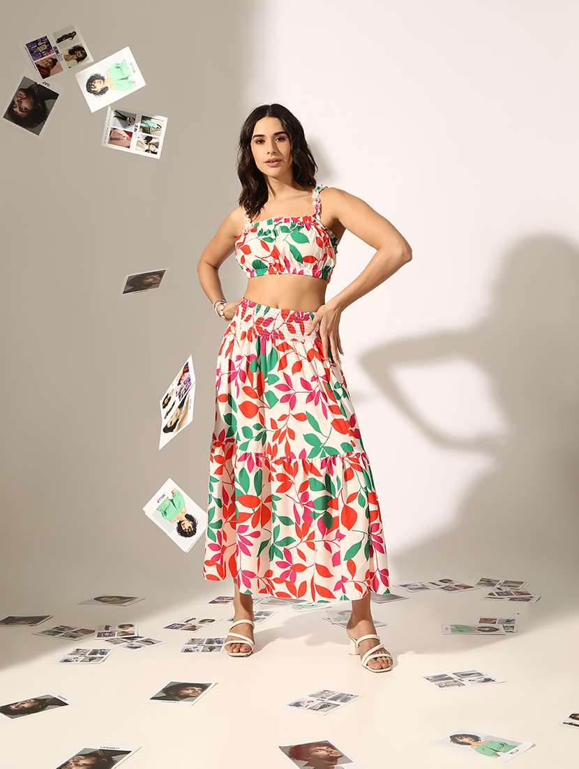 women printed top and skirt co-ord set - 22180043 -  Standard Image - 3
