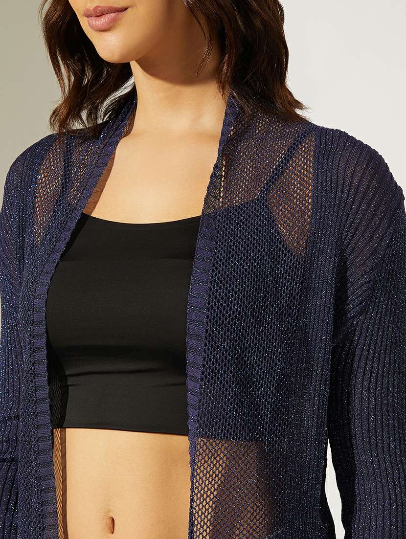 women self designed long sleeve regular shrug - 22180050 -  Standard Image - 5