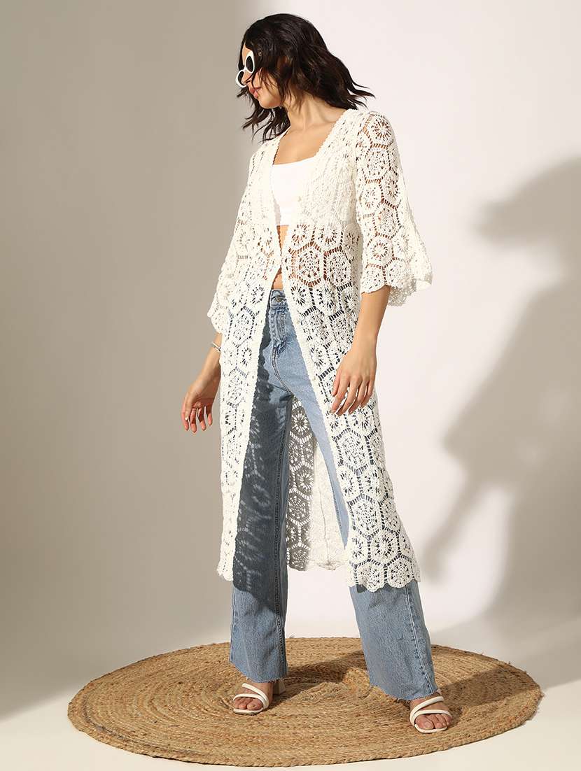 women self designed bell sleeve regular shrug - 22180052 -  Standard Image - 3