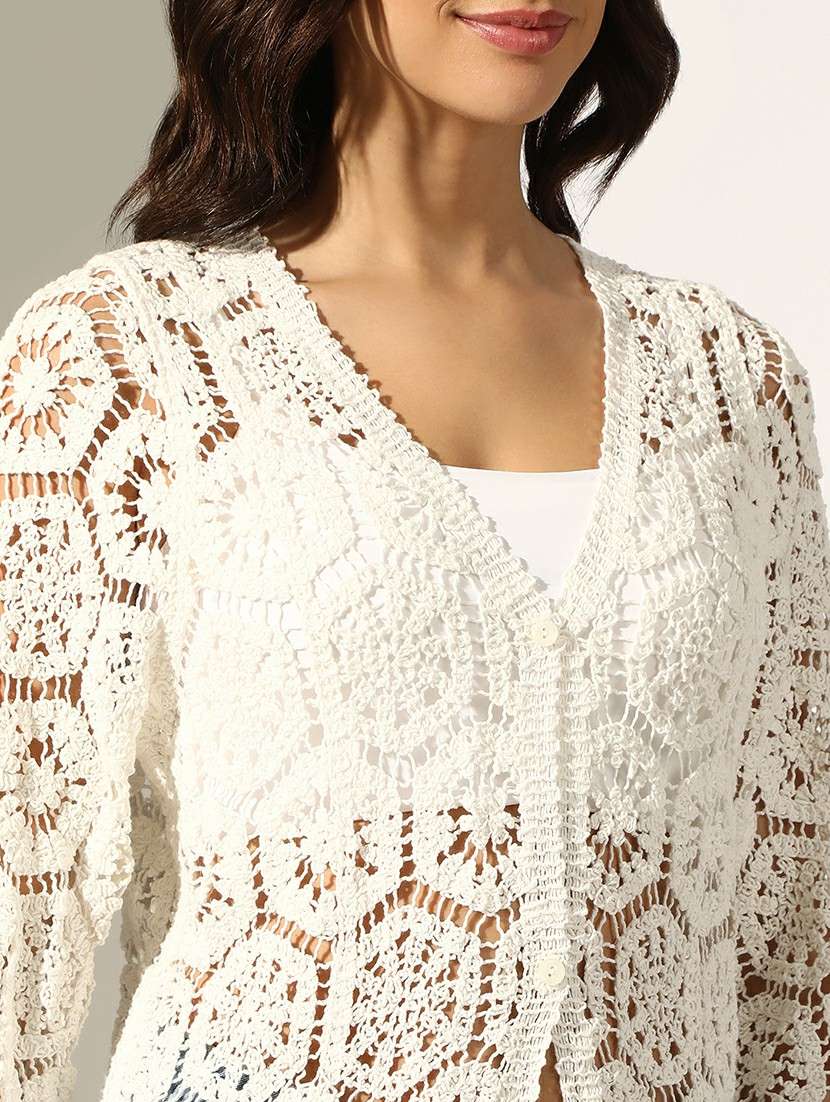 women self designed bell sleeve regular shrug - 22180052 -  Standard Image - 5