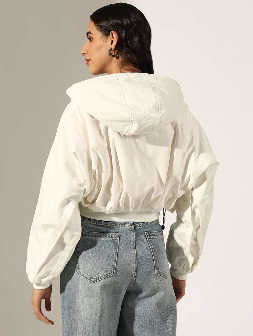 women solid long sleeve hooded bomber jacket - 22180060 -  Standard Image - 3