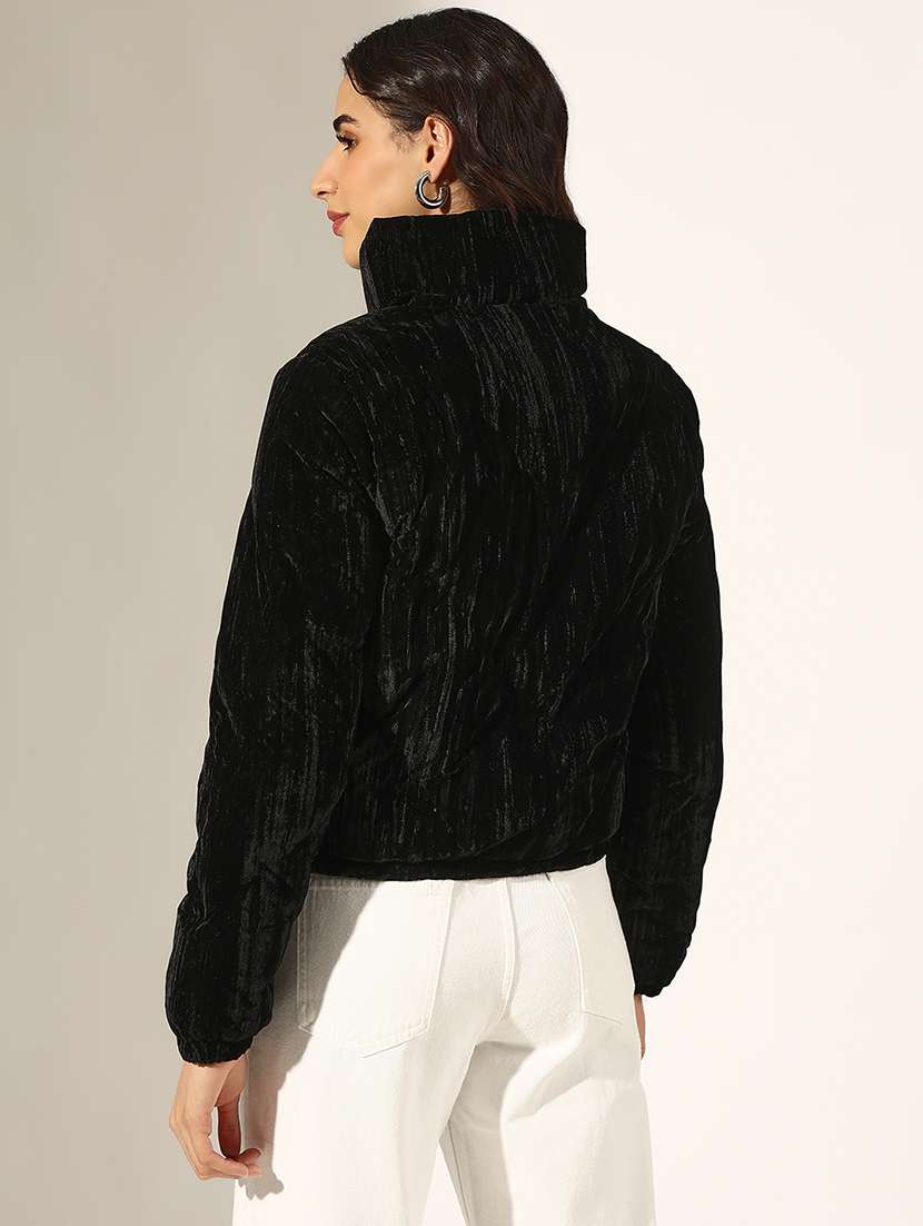 women solid long sleeve quilted jacket - 22180063 -  Standard Image - 3