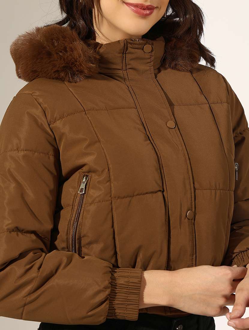 women solid long sleeve quilted jacket - 22180064 -  Standard Image - 5