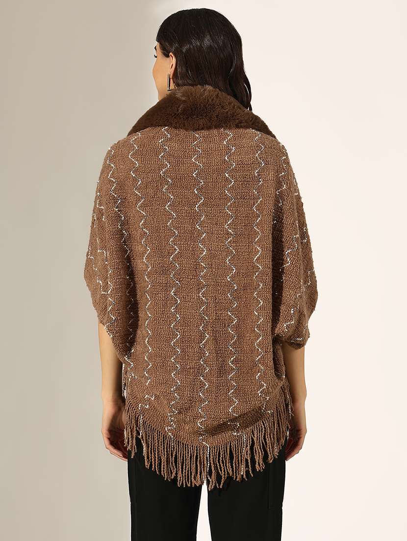 women self designed poncho - 22180079 -  Standard Image - 3