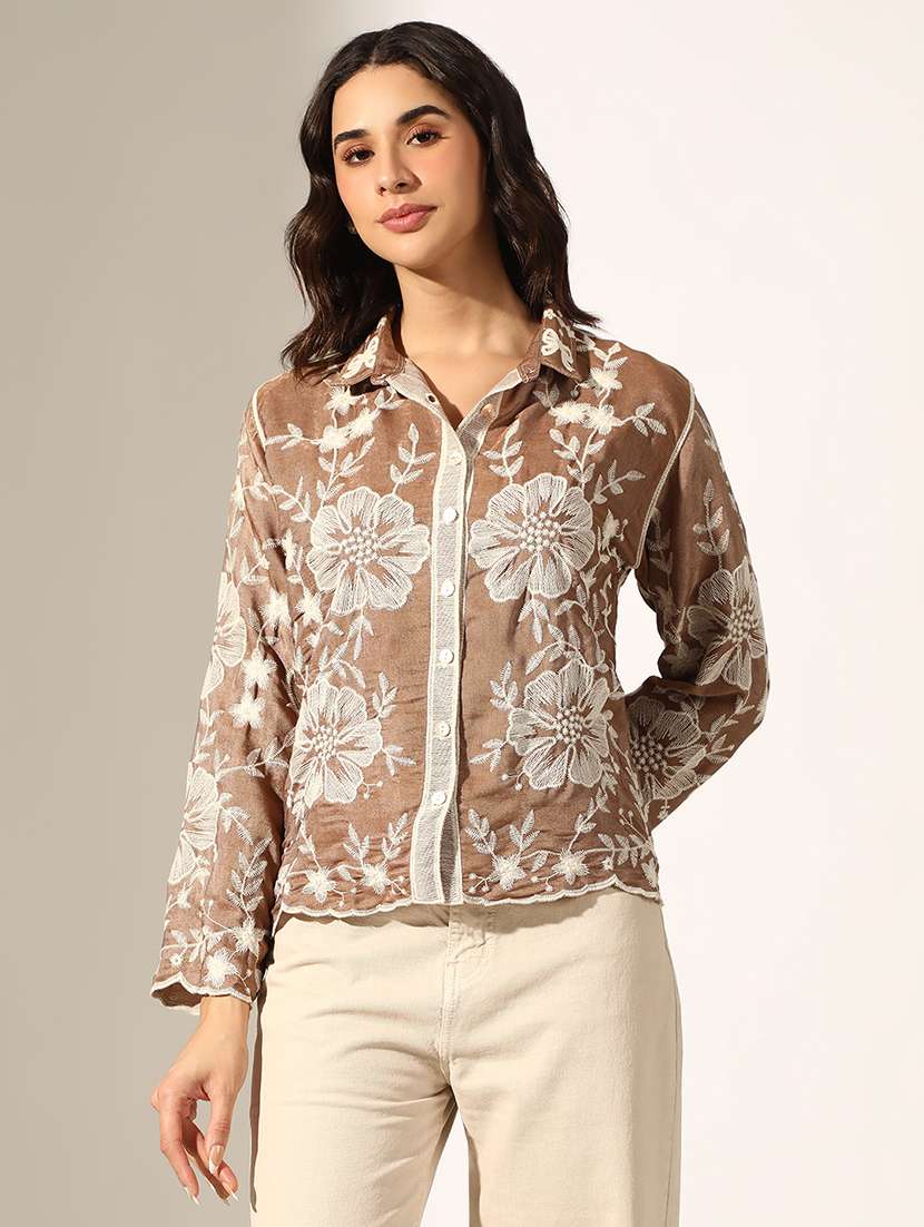 women collared long sleeve regular shirt