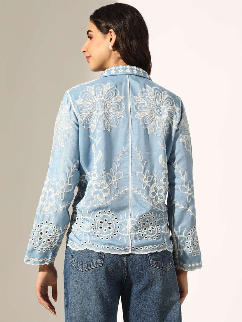 women embroidered collared long sleeve regular shirt - 22180091 -  Standard Image - 3