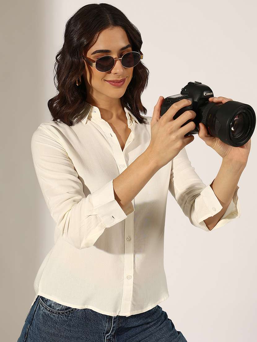 women collared three quarter sleeve regular shirt - 22180098 -  Zoom Image - 0