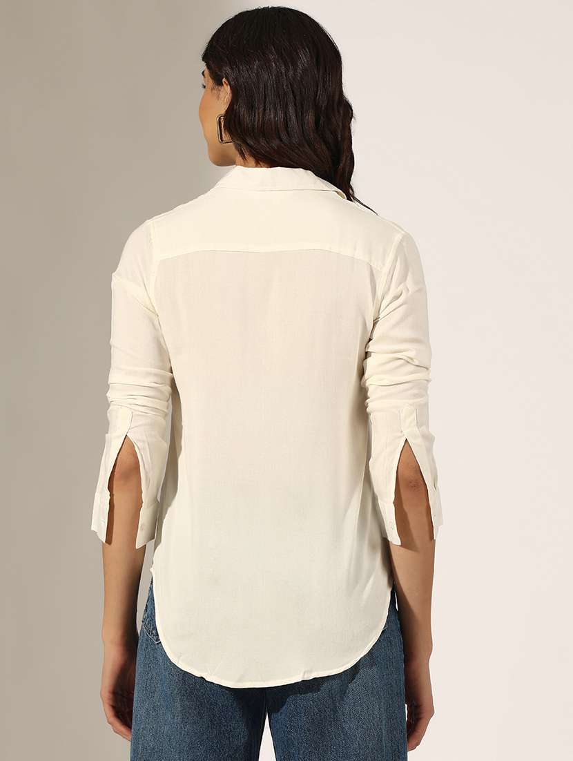 women collared three quarter sleeve regular shirt - 22180098 -  Standard Image - 3