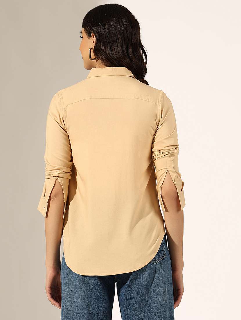 women collared three quarter sleeve regular shirt - 22180099 -  Standard Image - 3