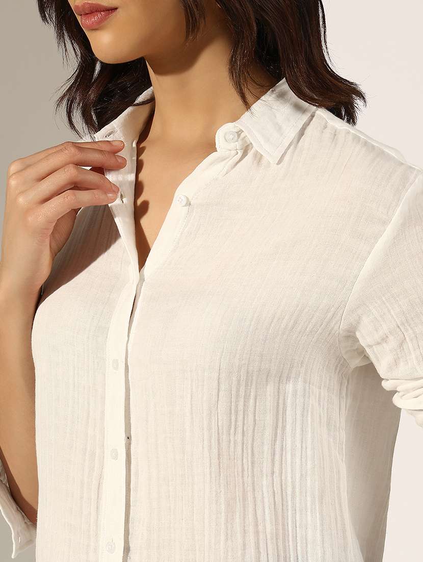 women collared three quarter sleeve regular shirt - 22180103 -  Standard Image - 5