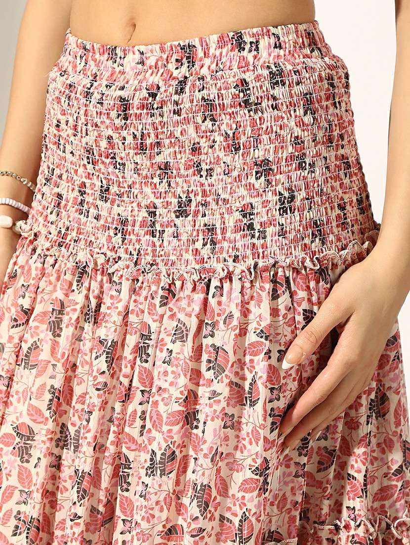 women printed high rise tiered skirt - 22180105 -  Standard Image - 5