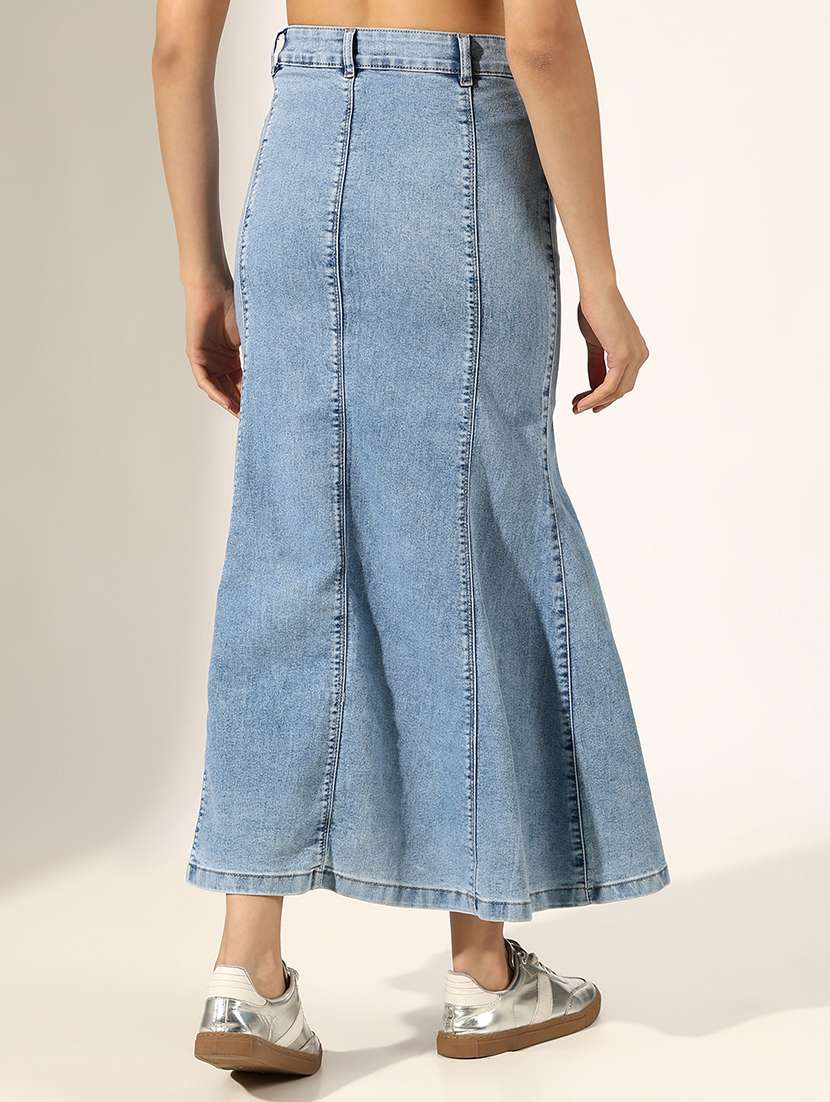 women solid mid rise denim skirt - 22180108 -  Standard Image - 3