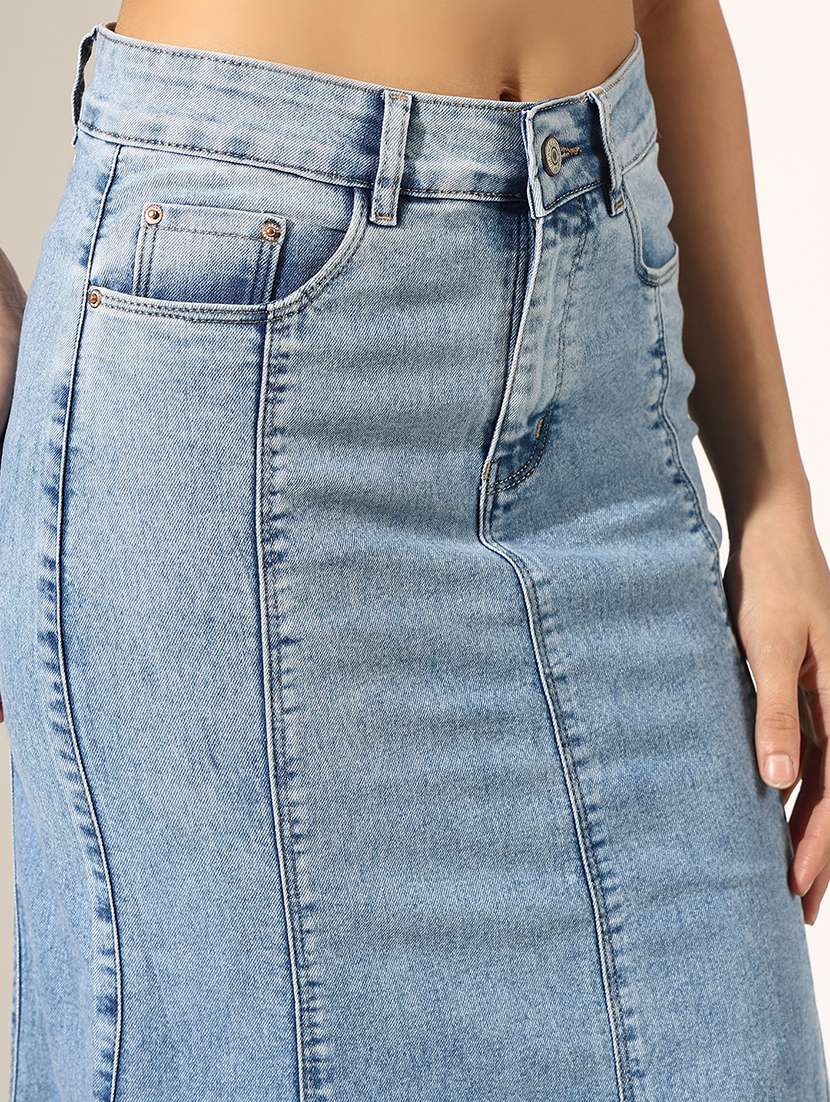 women solid mid rise denim skirt - 22180108 -  Standard Image - 5