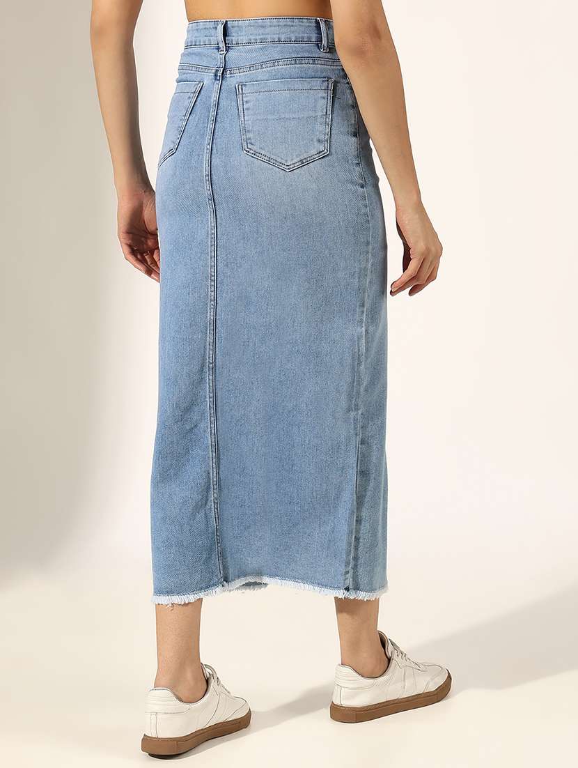 women solid mid rise denim skirt - 22180109 -  Standard Image - 3