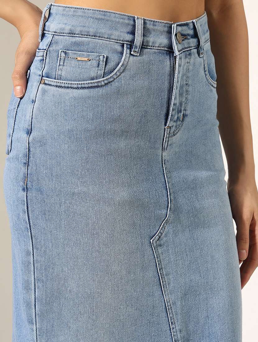 women solid mid rise denim skirt - 22180109 -  Standard Image - 5
