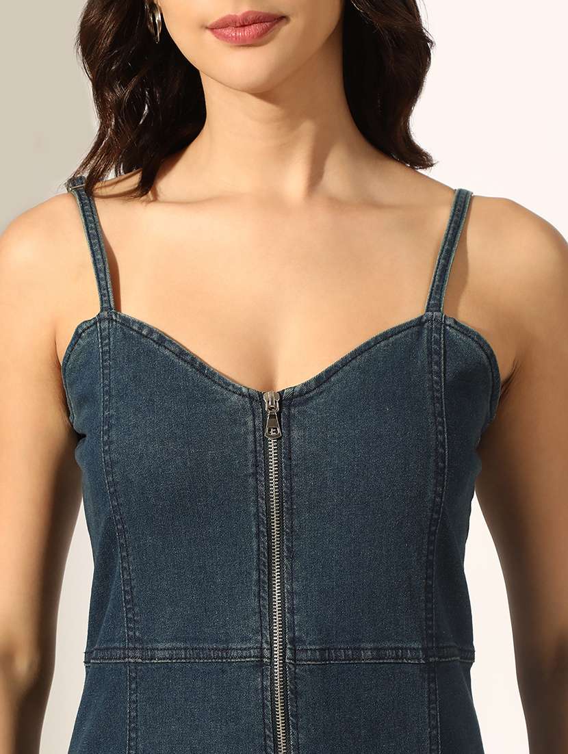 women solid denim bodycon dress - 22180121 -  Standard Image - 5