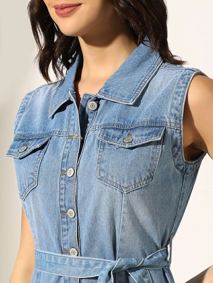 women solid denim shirt dress - 22180122 -  Standard Image - 5