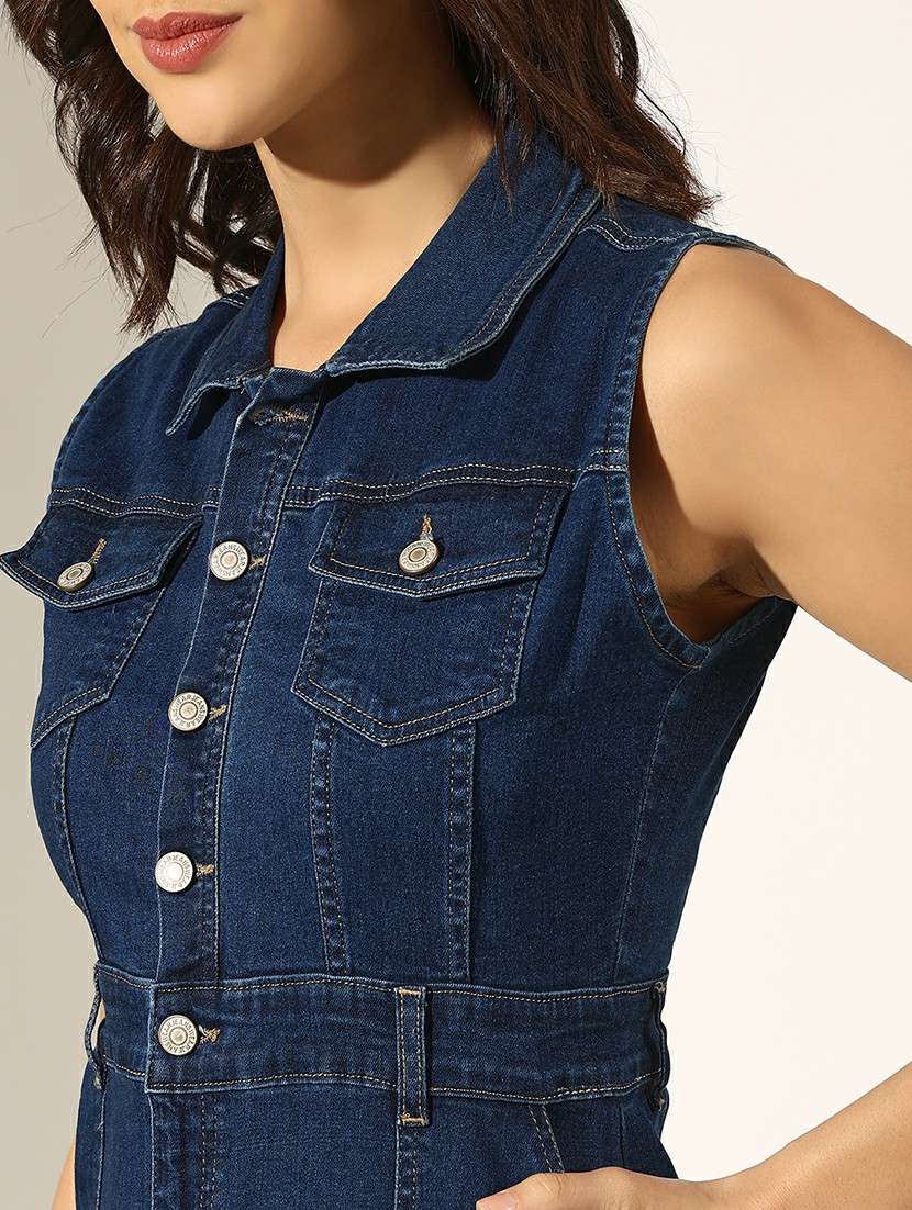 women solid denim bodycon dress - 22180136 -  Standard Image - 5