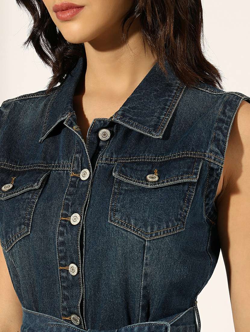 women solid denim shirt dress - 22180138 -  Standard Image - 5