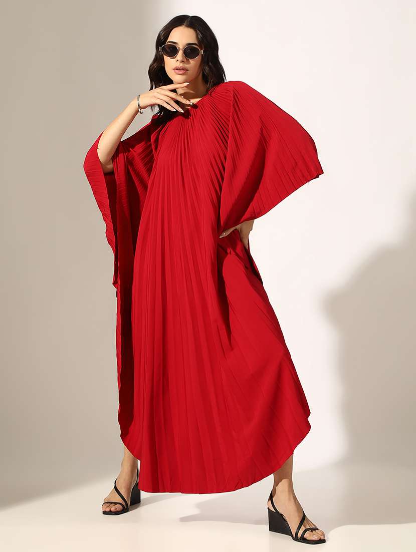 women solid kimono sleeve straight dress - 22180143 -  Standard Image - 5