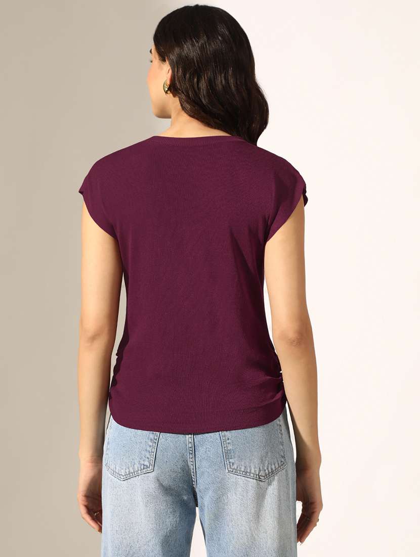 women solid short sleeve regular top - 22180152 -  Standard Image - 3