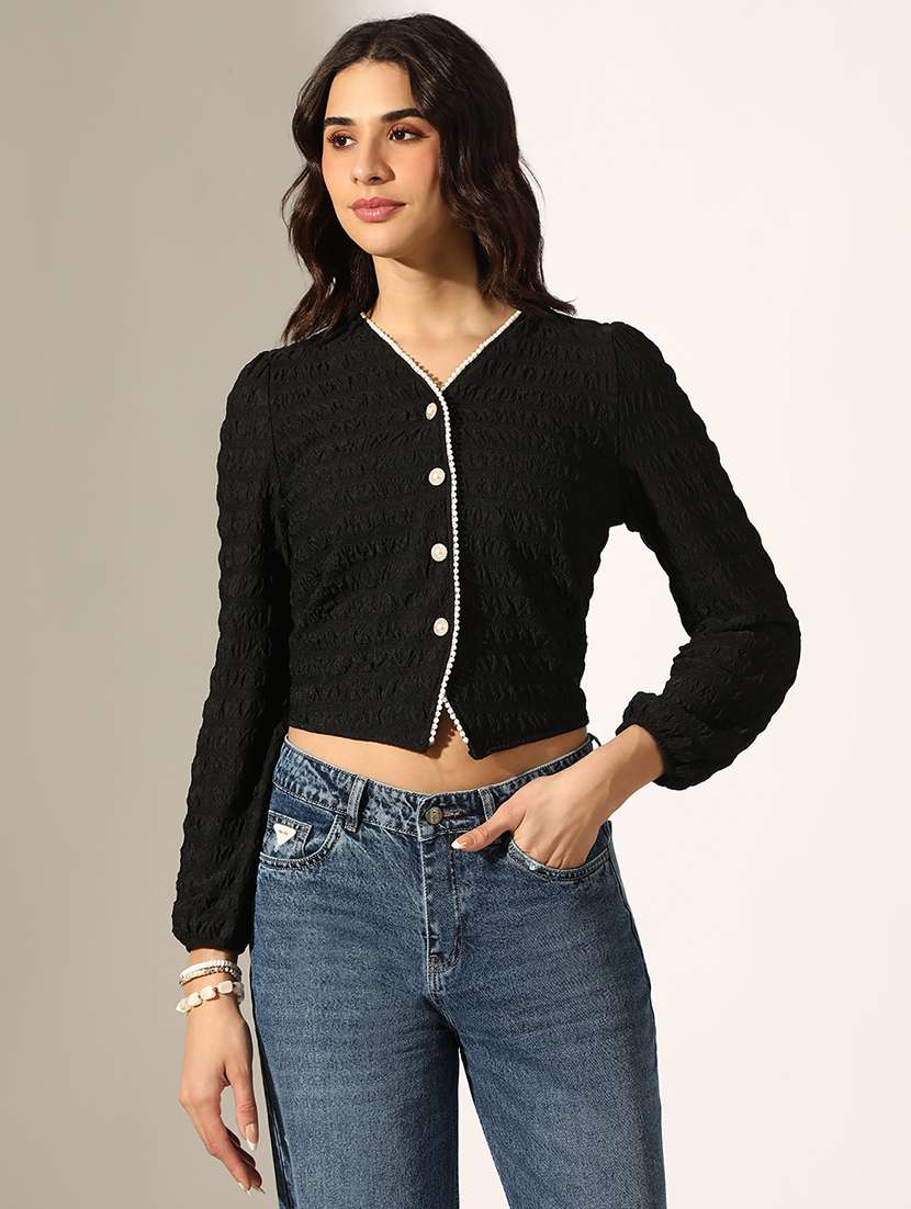 women solid long sleeve shirt top