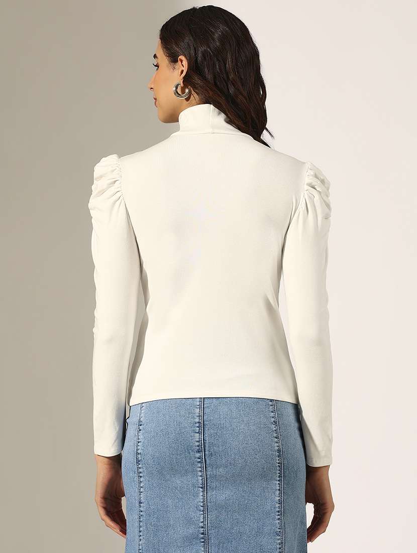 women solid puff sleeve regular top - 22180160 -  Standard Image - 3