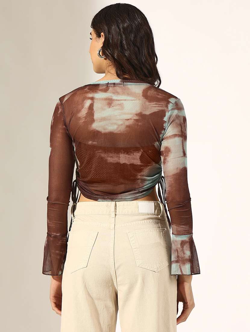 women printed long sleeve crop top - 22180162 -  Standard Image - 3